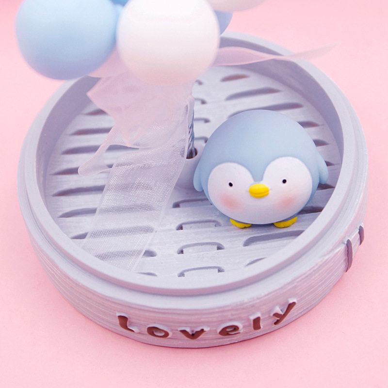 ペンギングッズ・ペンギンぬいぐるみ ペンギン親子風船付き回転飾り台