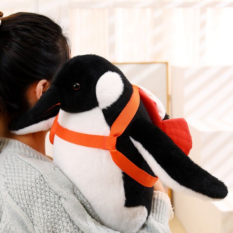 ペンギングッズ・ペンギンぬいぐるみ リュック姿のジェンツーペンギンぬいぐるみ