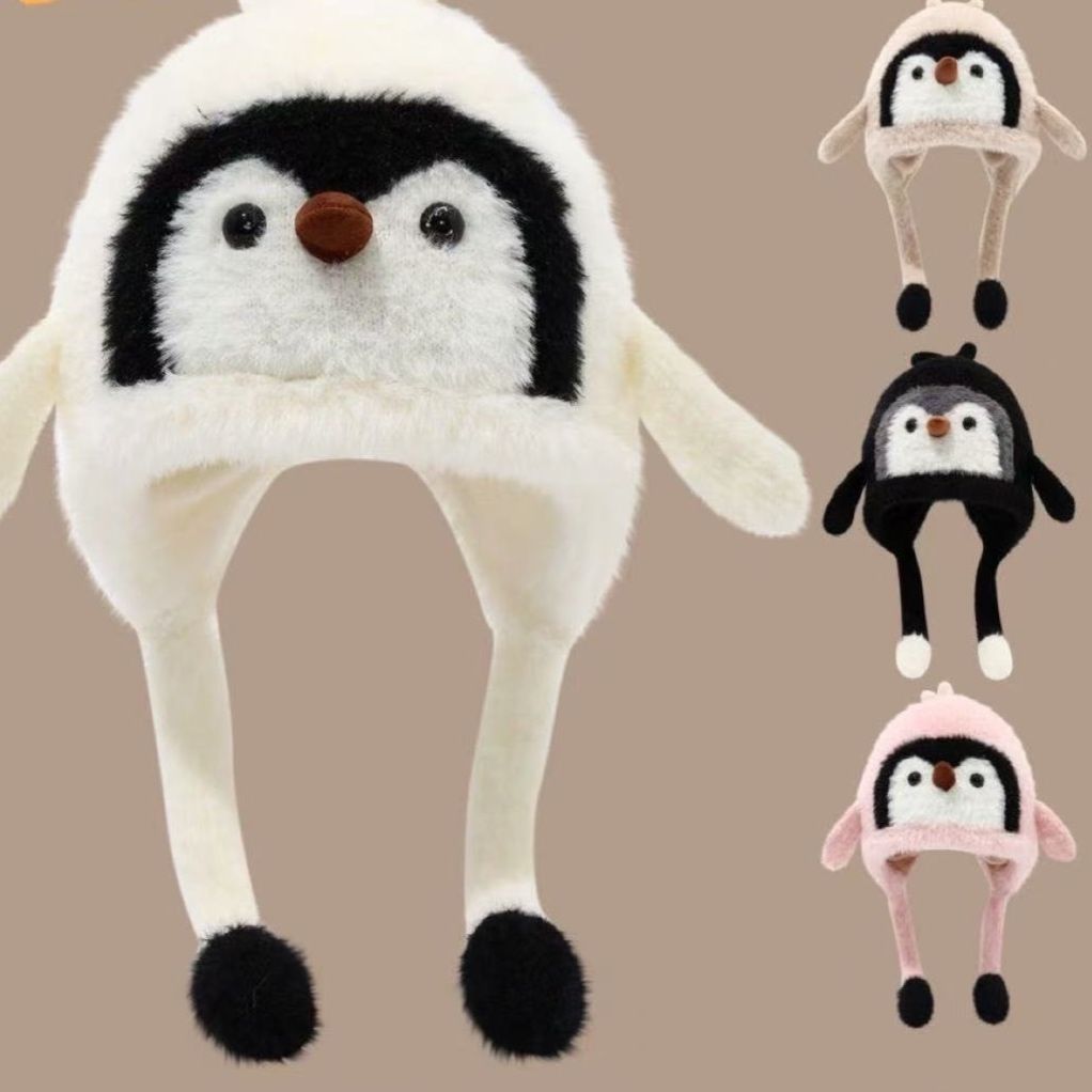 ペンギン耳当てあったか帽子