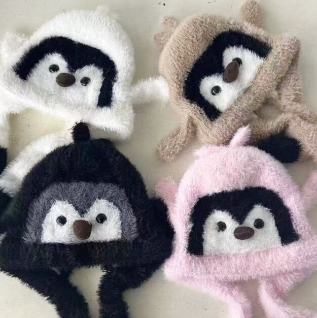 ペンギン耳当てあったか帽子