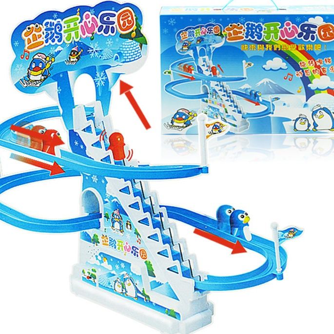 ペンギン滑り台遊園地電動回転玩具セット