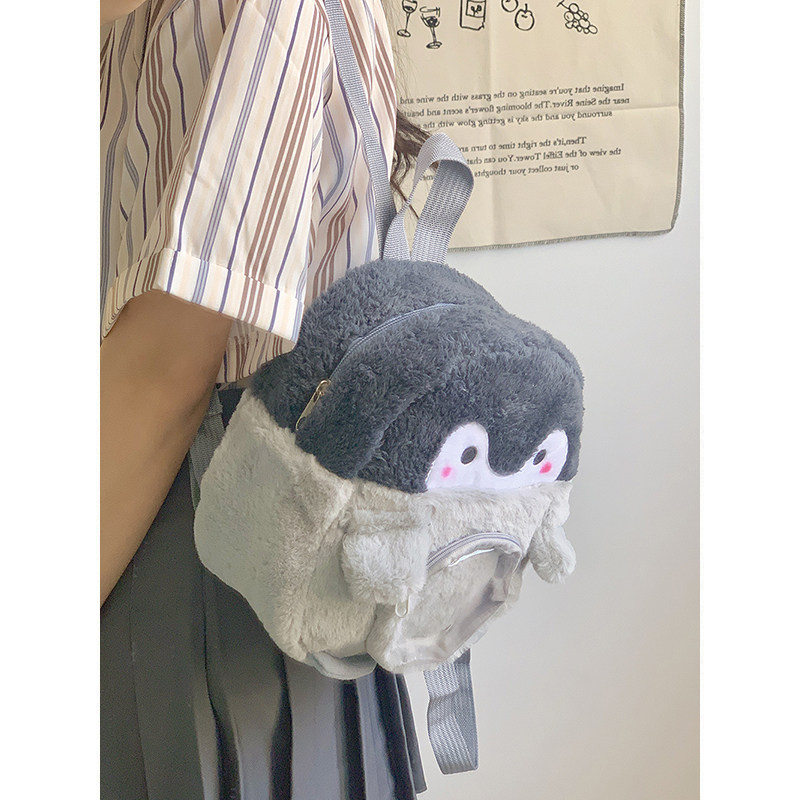 ペンギングッズ・ペンギンぬいぐるみ ペンギンぬいぐるみリュック 立体ふわもこショルダーバッグ