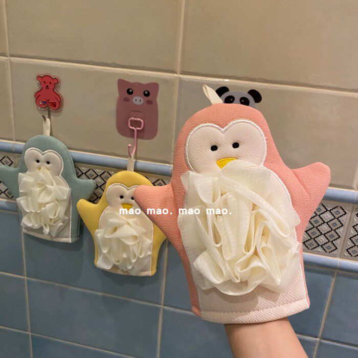 ペンギングッズ・ペンギンぬいぐるみ ペンギン手袋型バスボディスポンジ