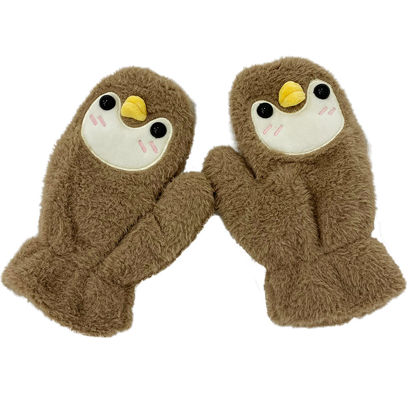 ペンギングッズ・ペンギンぬいぐるみ ふわふわペンギン手袋 もこもこ防寒ミトン
