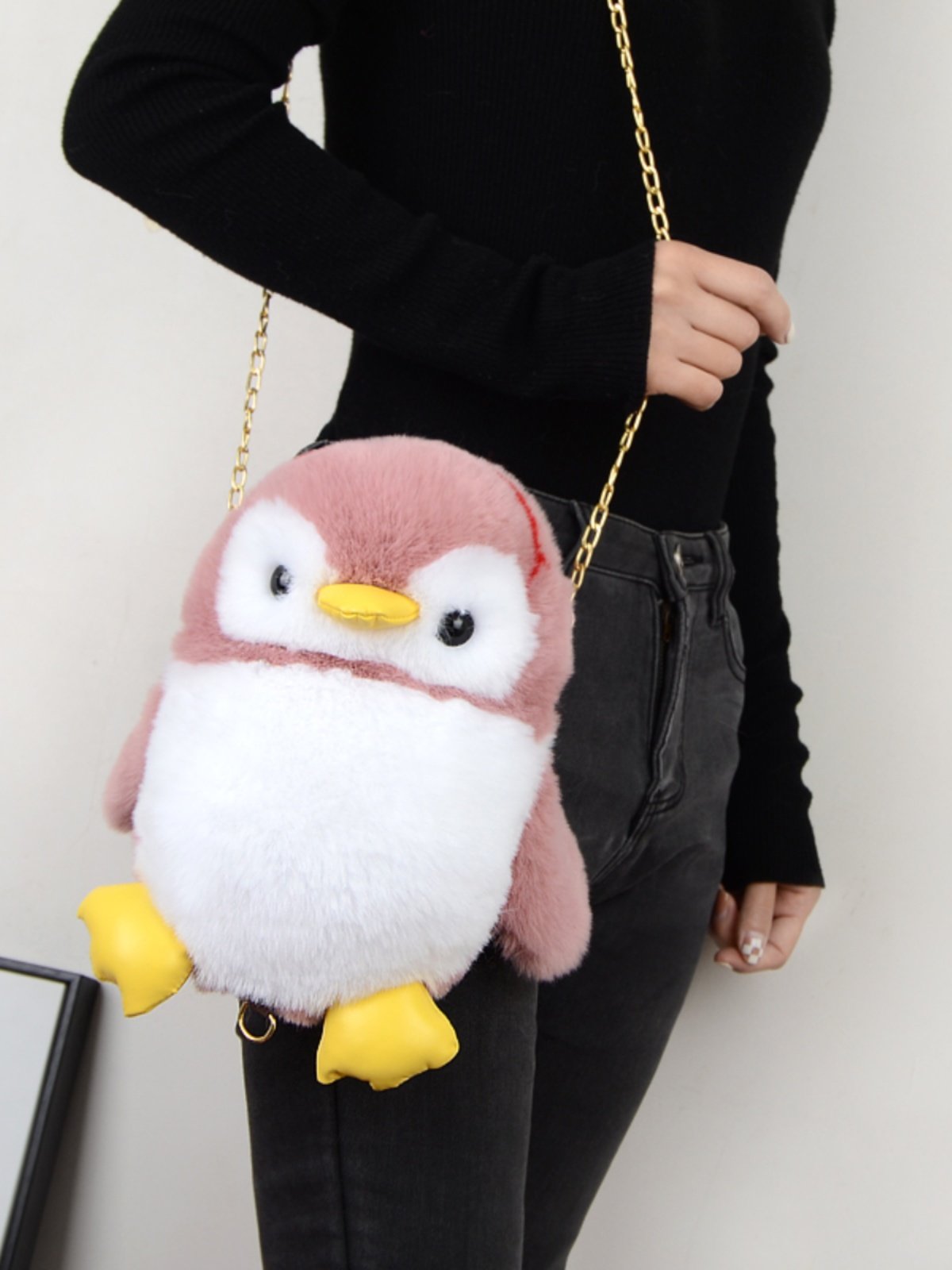 ペンギングッズ・ペンギンぬいぐるみ ふわふわペンギン赤ちゃん連鎖付きぬいぐるみ鞄