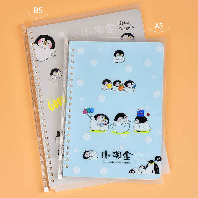 ペンギングッズ・ペンギンぬいぐるみ 愛らしい小ペンギン柄リング綴じノート