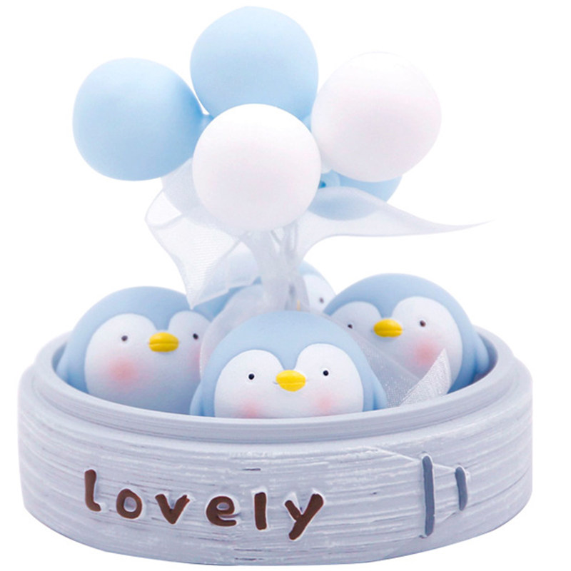 ペンギングッズ・ペンギンぬいぐるみ ペンギン親子風船付き回転飾り台
