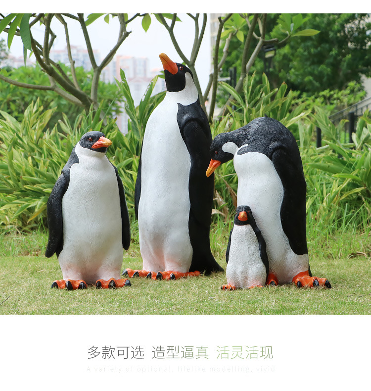 ペンギングッズ・ペンギンぬいぐるみ 本格仕上げキングペンギン親子の群れ置物