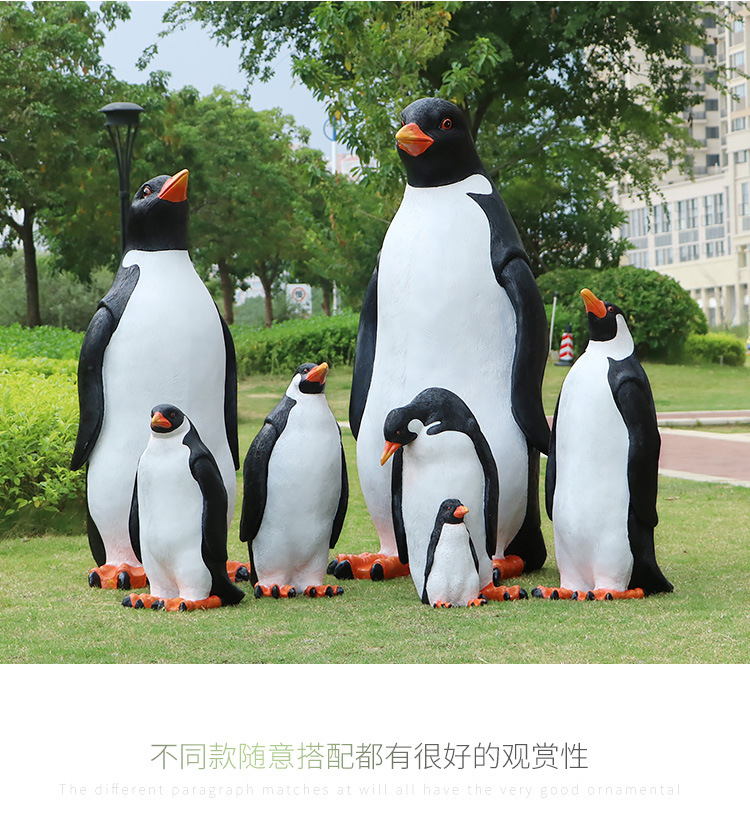 ペンギングッズ・ペンギンぬいぐるみ 本格仕上げキングペンギン親子の群れ置物