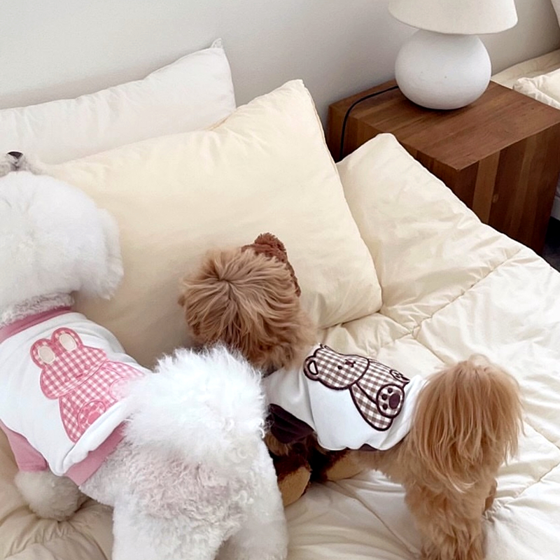 犬服 ふわふわ動物柄ペアTシャツ