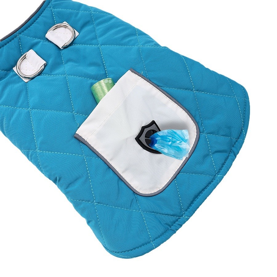 犬服 キルティングステッチ袖付き軽量ダウンベスト