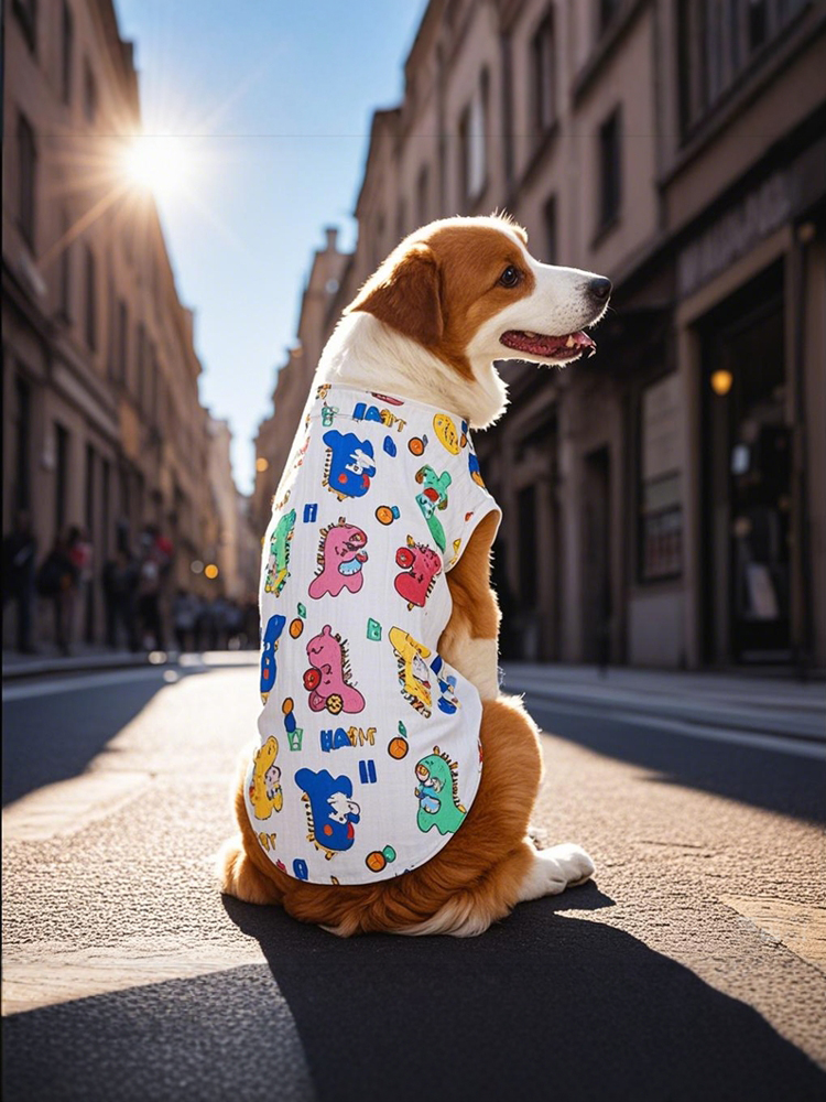 犬服 ほのぼの動物柄クールベスト
