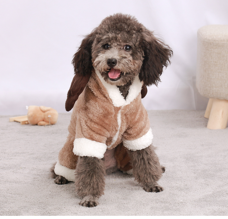 犬服 もこもこ素材のトナカイ角付き変身アウター