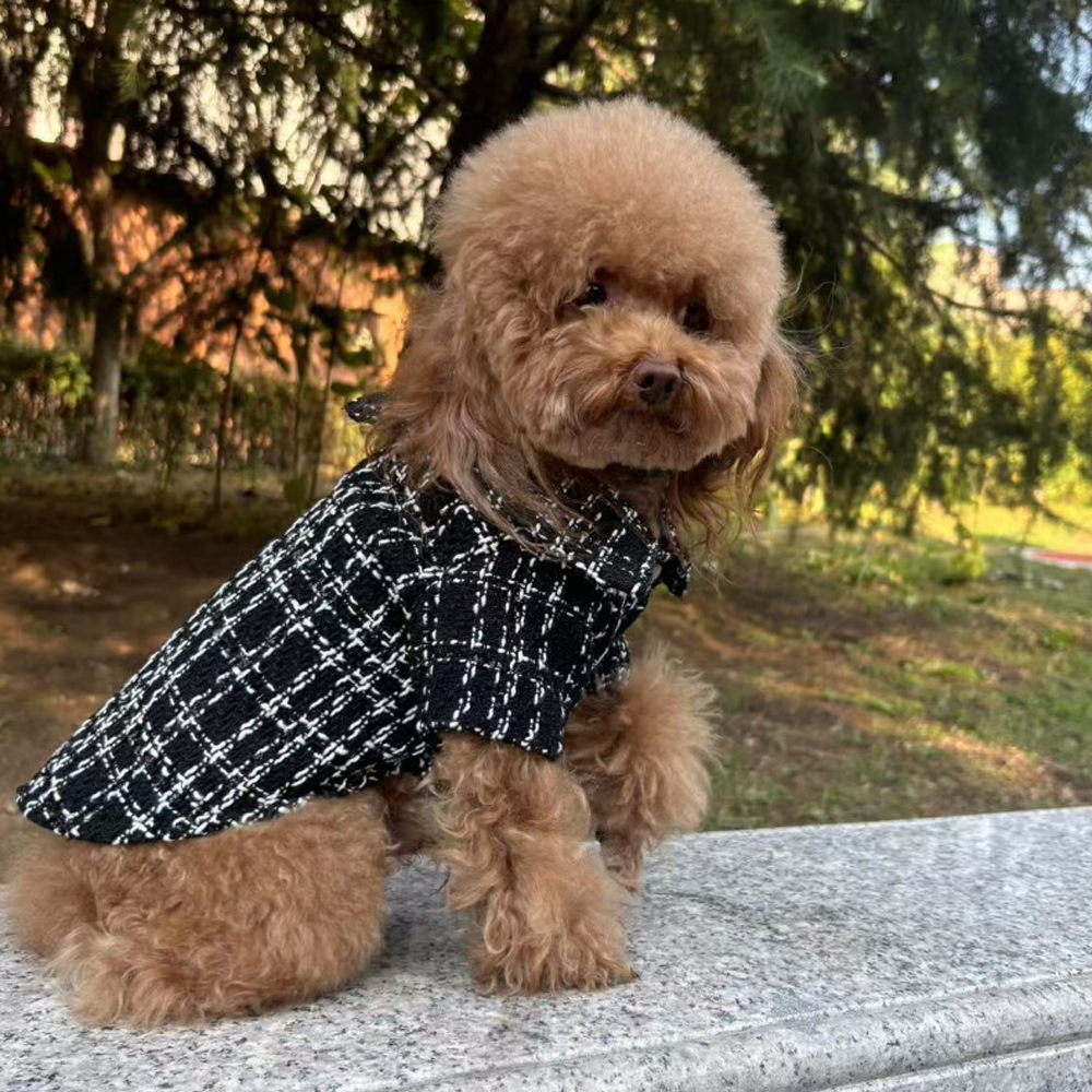 犬服 上品ツイード風チェック柄トレーナー