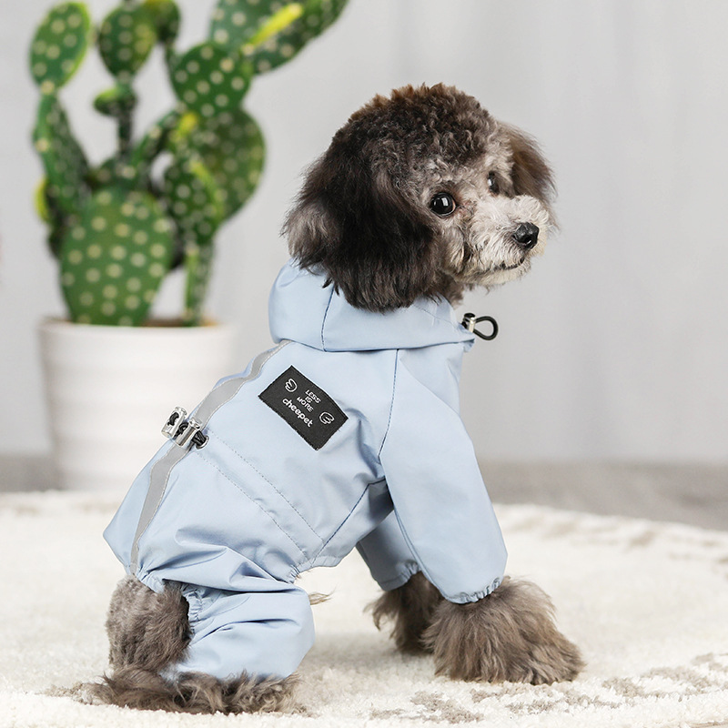 犬服 全身をしっかり包む犬用フード付き全体型雨具