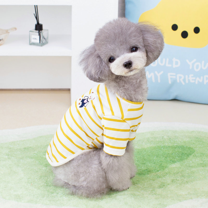犬服 くまさん刺繍ボーダーシャツ