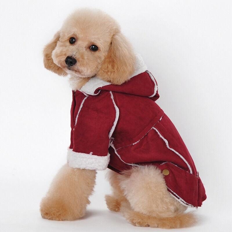 犬服 もこもこ裏地付き冬のあったかフード付きコート