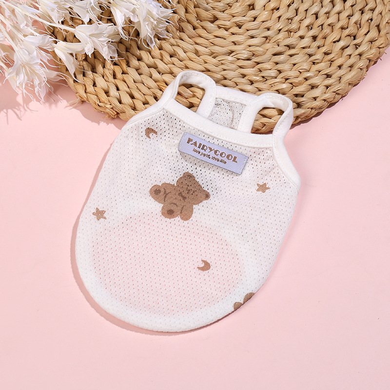 犬服 愛らしい小熊刺繍の通気性抜群夏用犬服