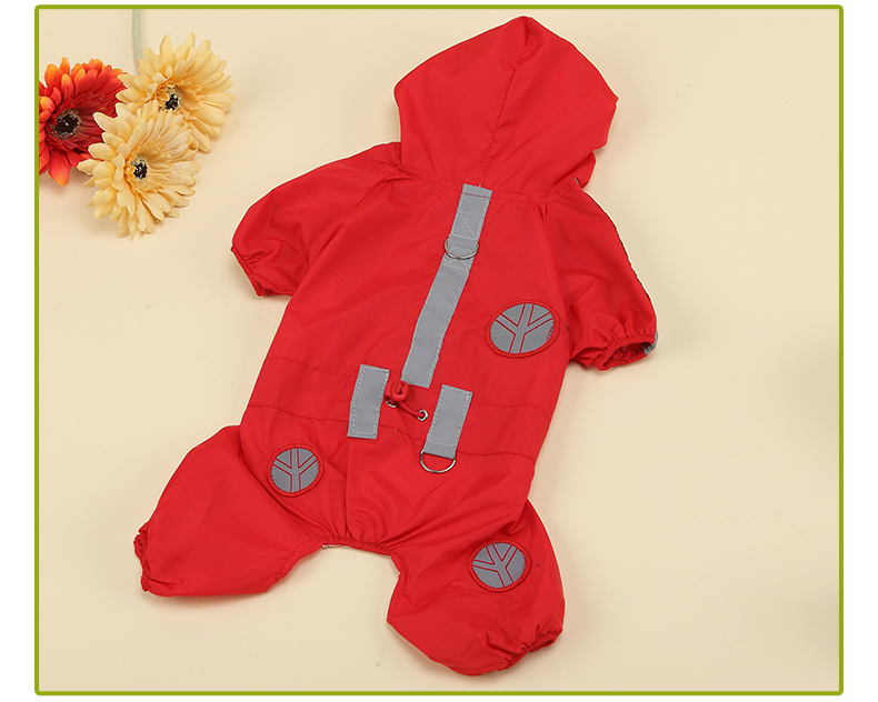 犬服 反射テープ付き四つ足防水レインコート