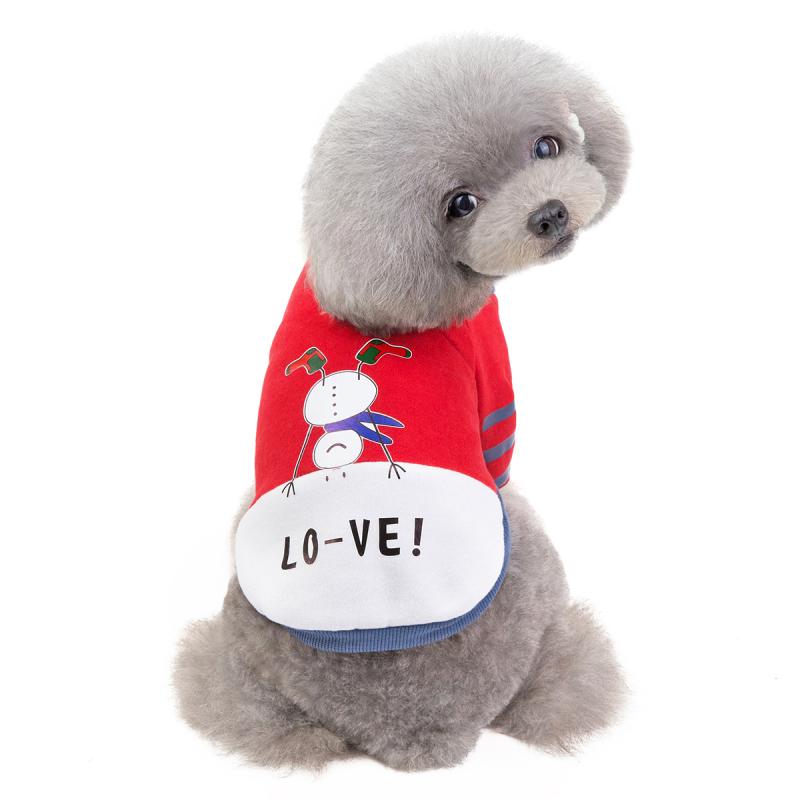 犬服 愛らしい雪だるま柄長袖ニット犬服