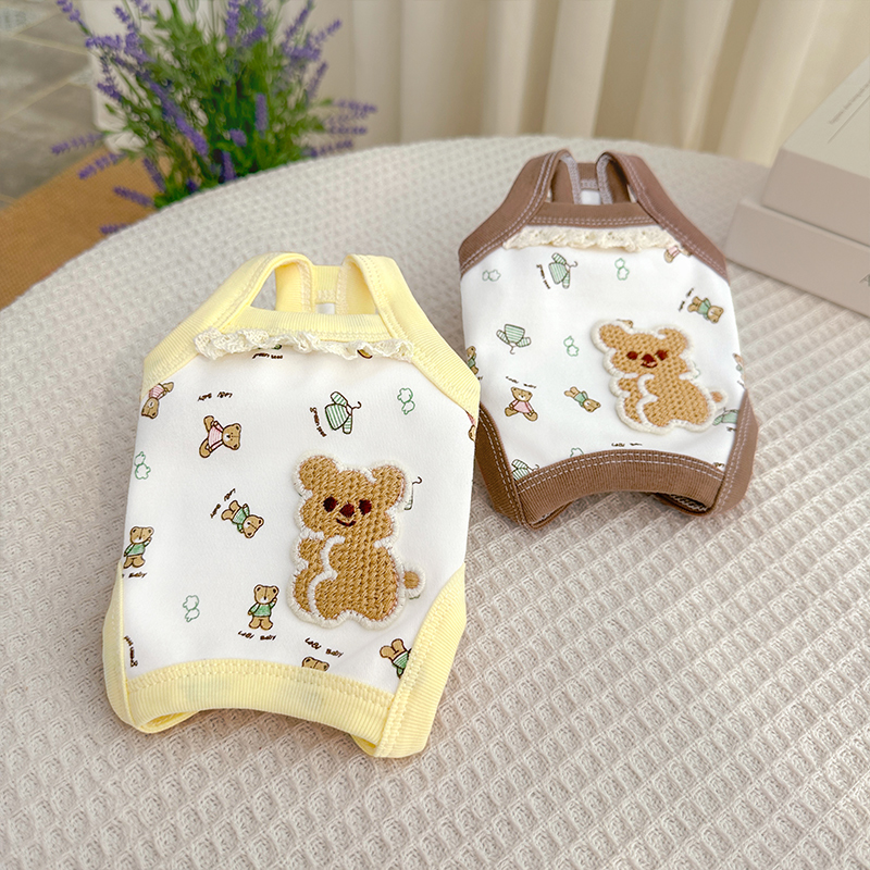 犬服 くまさん刺繍付きタンクトップ