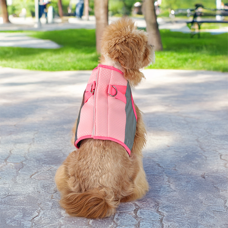 犬服 ひんやり涼感メッシュベスト型ハーネス一体型犬服