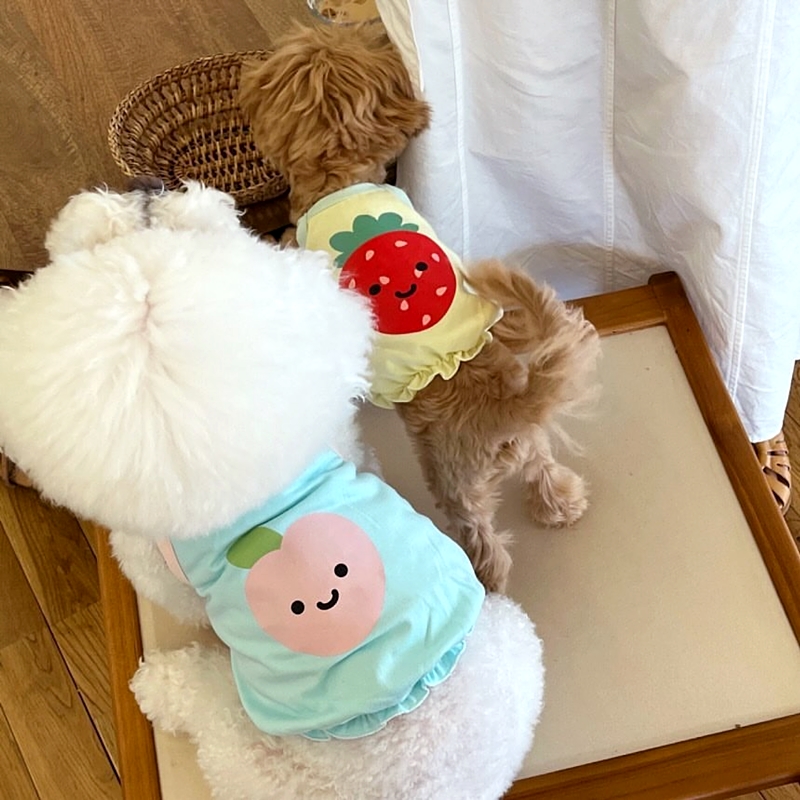 犬服 フルーツ笑顔キャラクター犬用Tシャツ