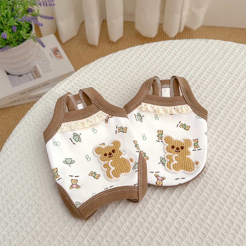 犬服 くまさん刺繍付きタンクトップ