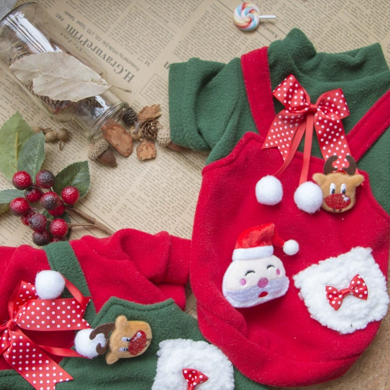 犬服 聖夜の贈り物刺繍入り冬の祝祭犬用衣装