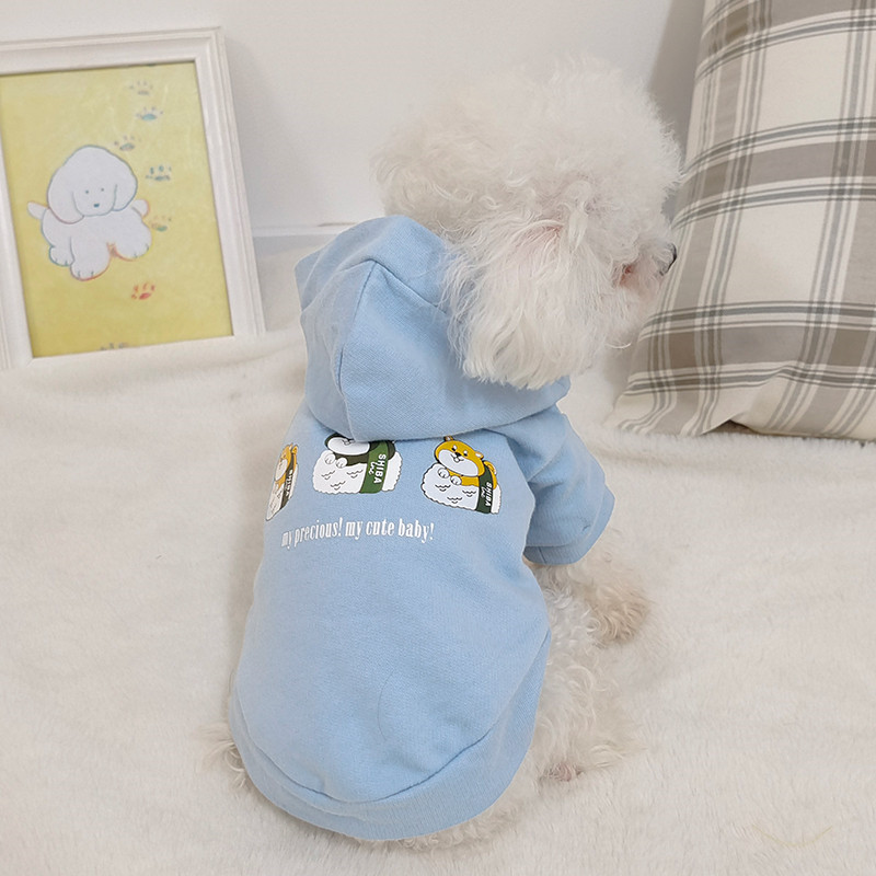 犬服 可愛い犬柄刺繍入りフード付きパーカー