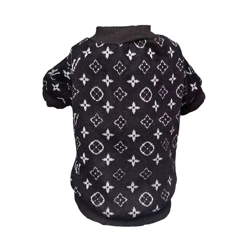 犬服 星柄モノグラム模様の高級感あふれるニットアウター