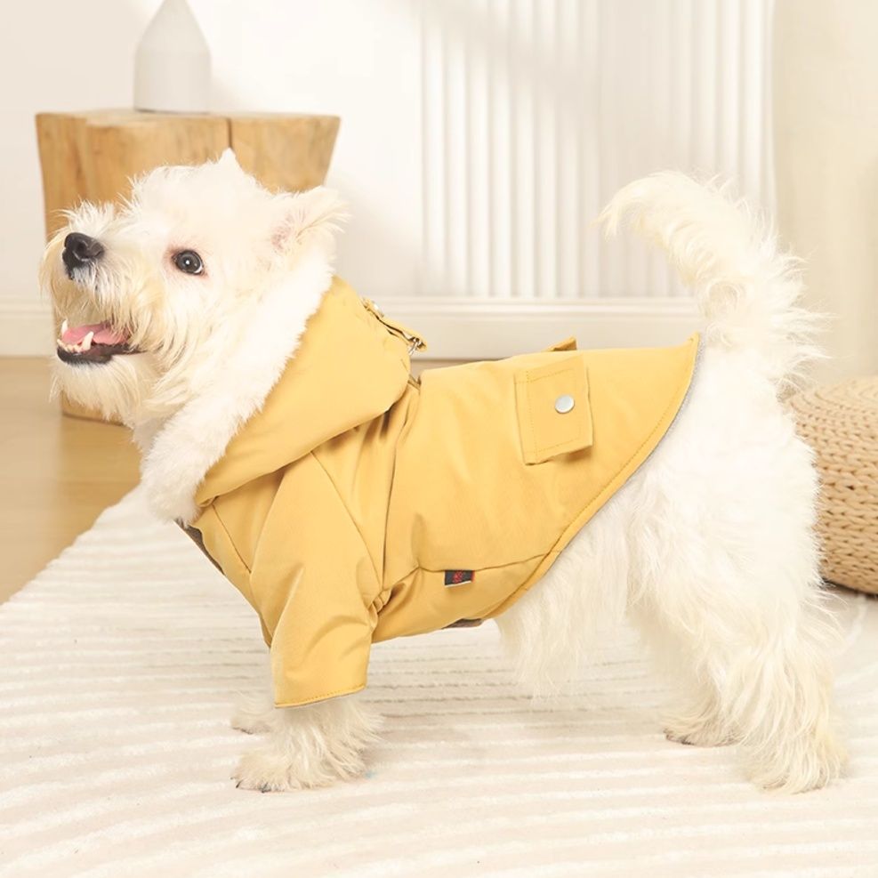 犬服 ふわもこ襟トレンチコート
