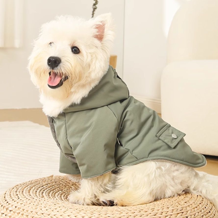 犬服 ふわもこ襟トレンチコート