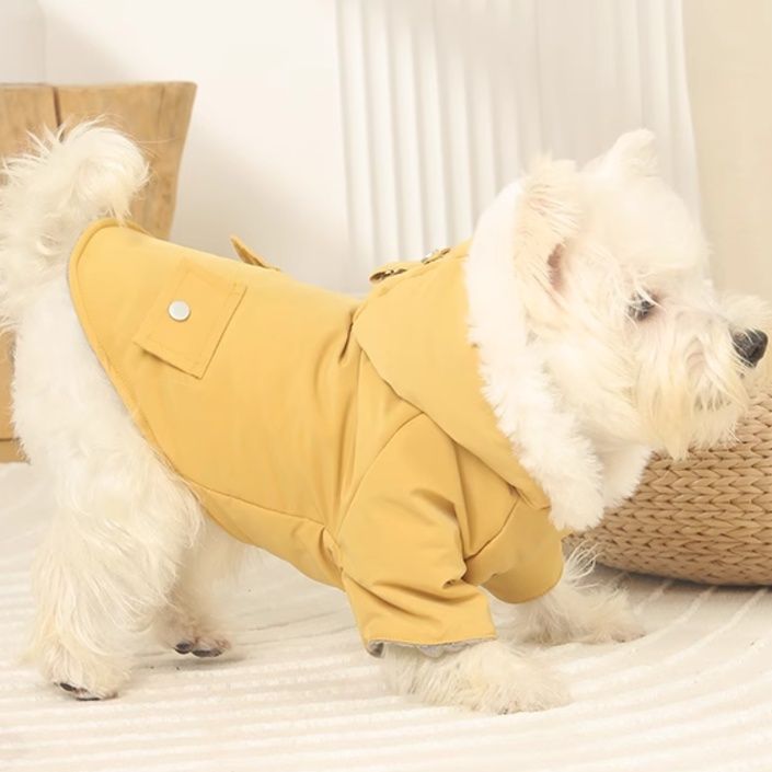 犬服 ふわもこ襟トレンチコート