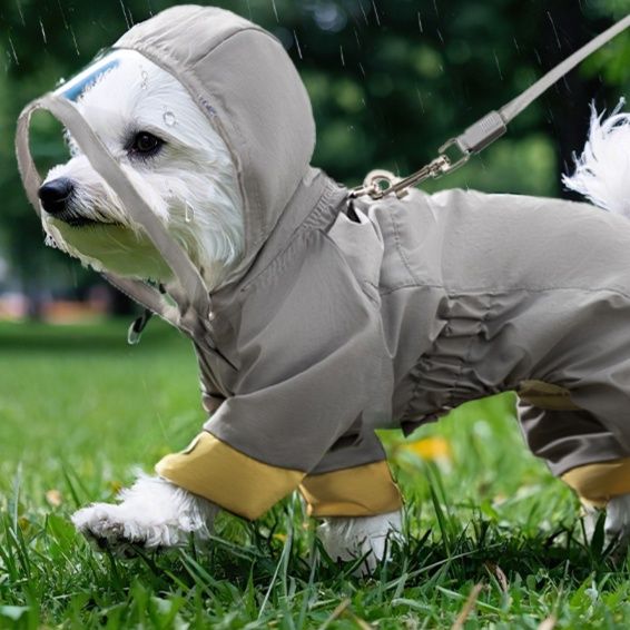 犬服 一体型防水ペット用レインコート