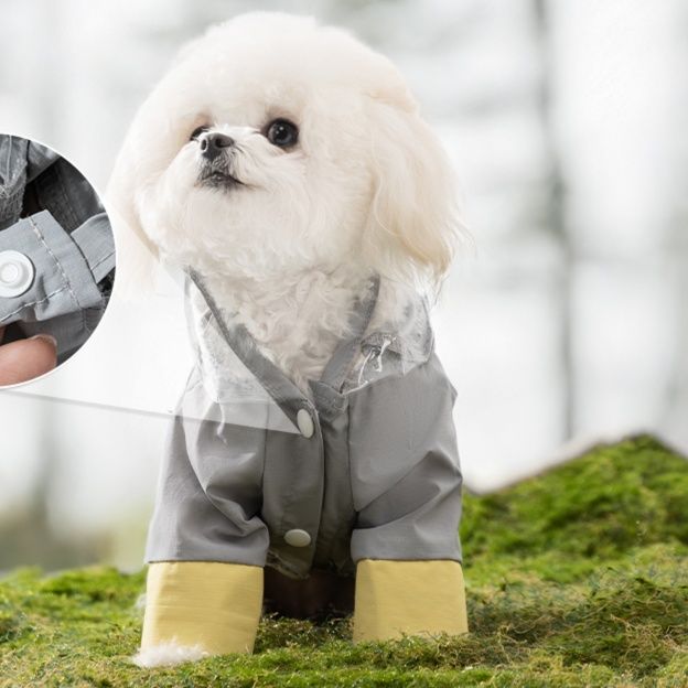犬服 一体型防水ペット用レインコート