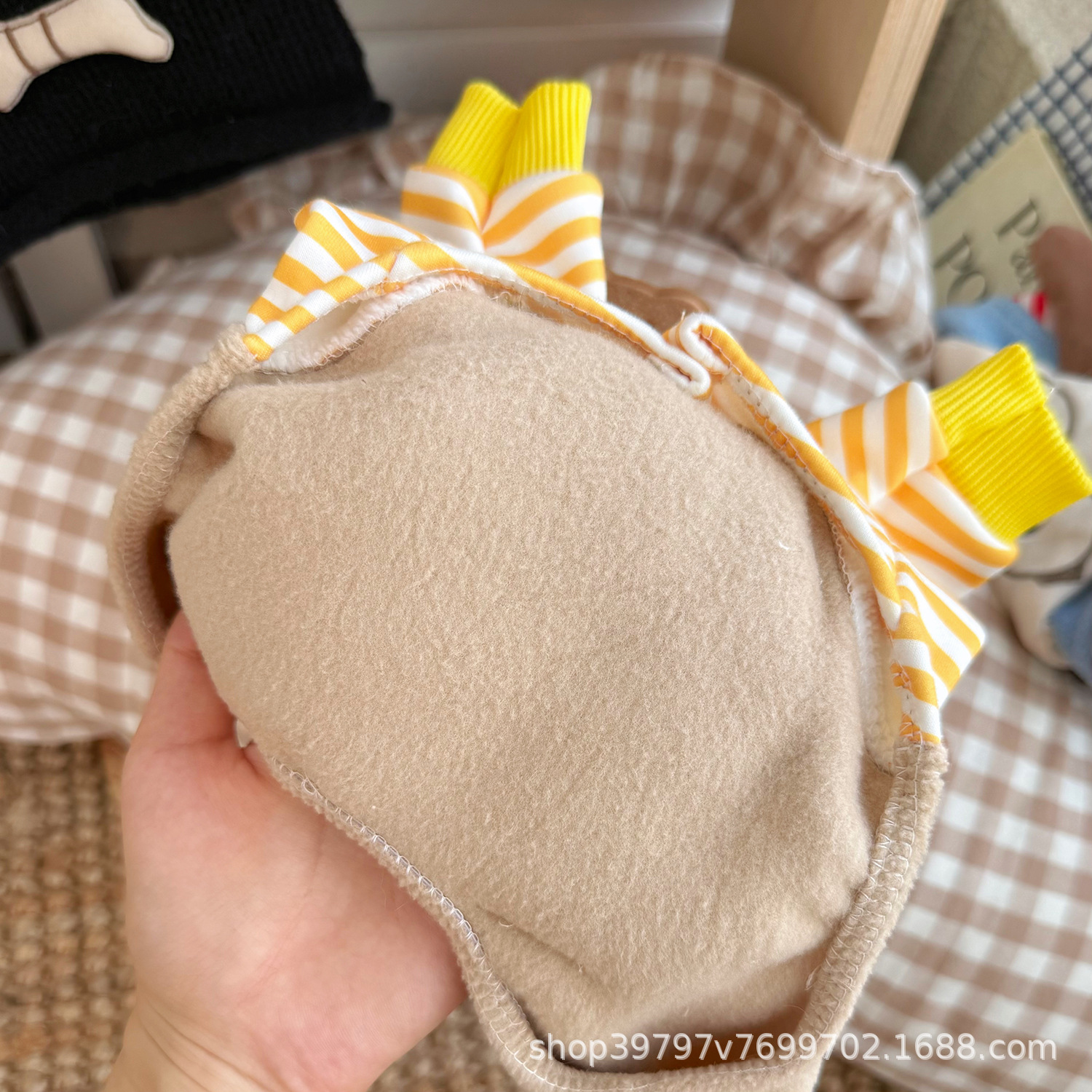 犬服 眼鏡わんちゃんアップリケもこもこつなぎ