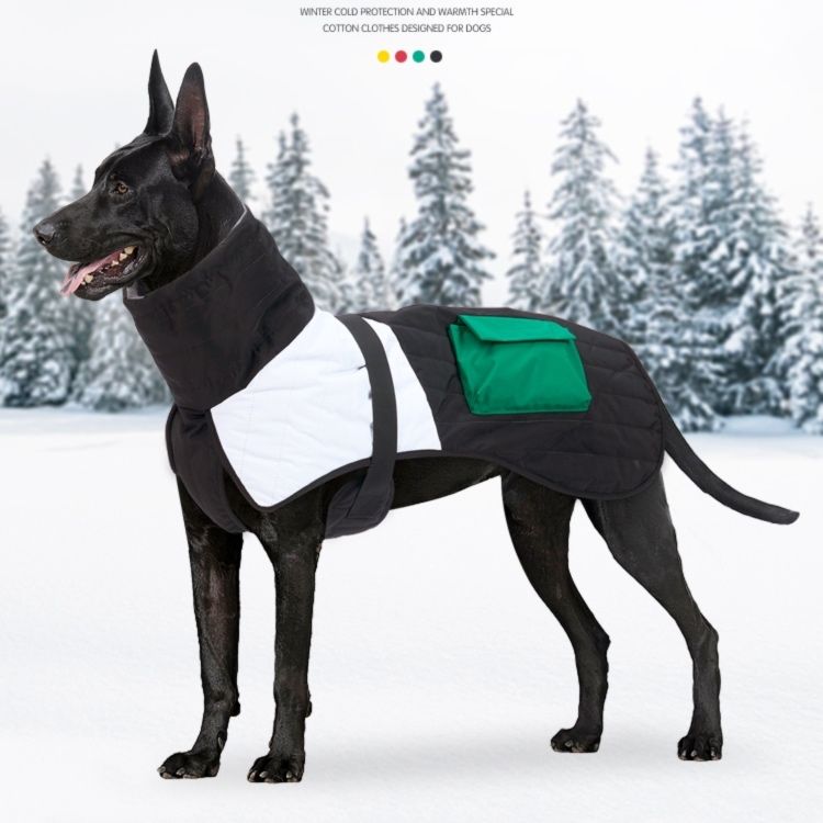 犬服 中大型犬用キルティング防寒ポケット付きアウター