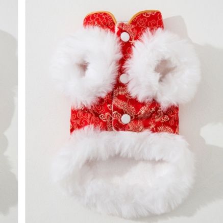 犬服 龍鳳吉祥柄の華やか晴れ着風ワンピース