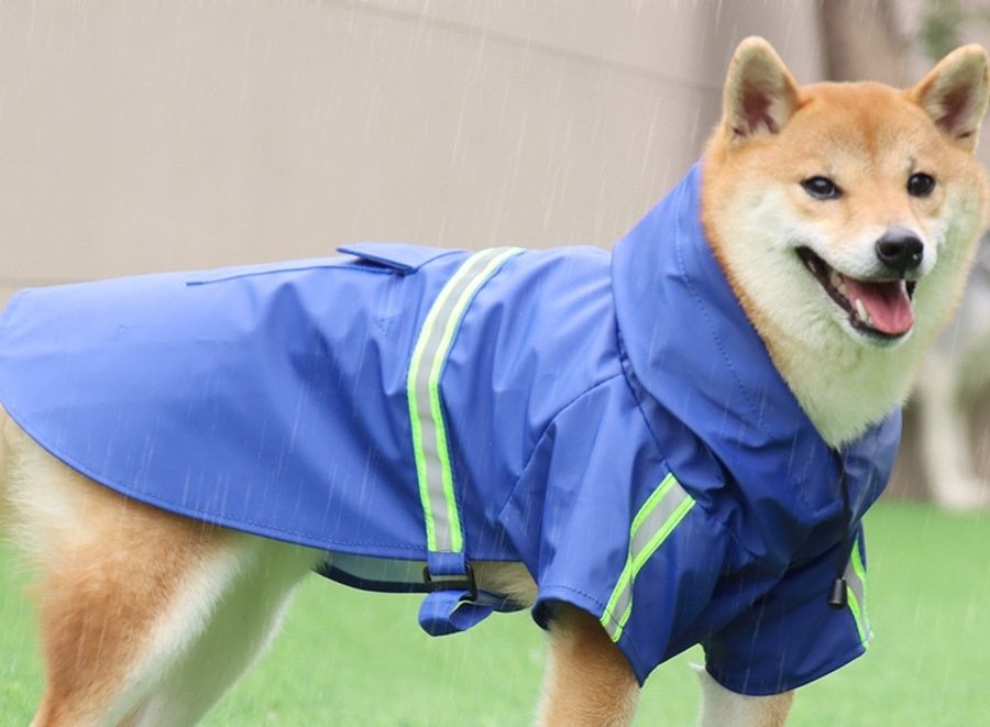犬服 反射テープ付き防水フード犬用レインコート
