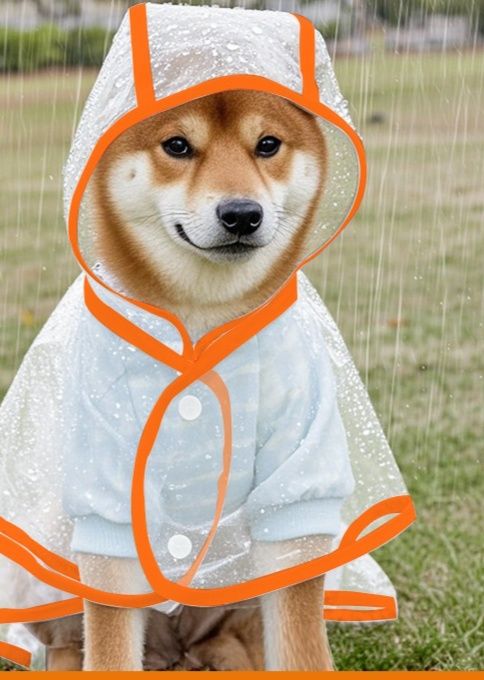 犬服 透明フード付き犬用ポンチョ型レインコート