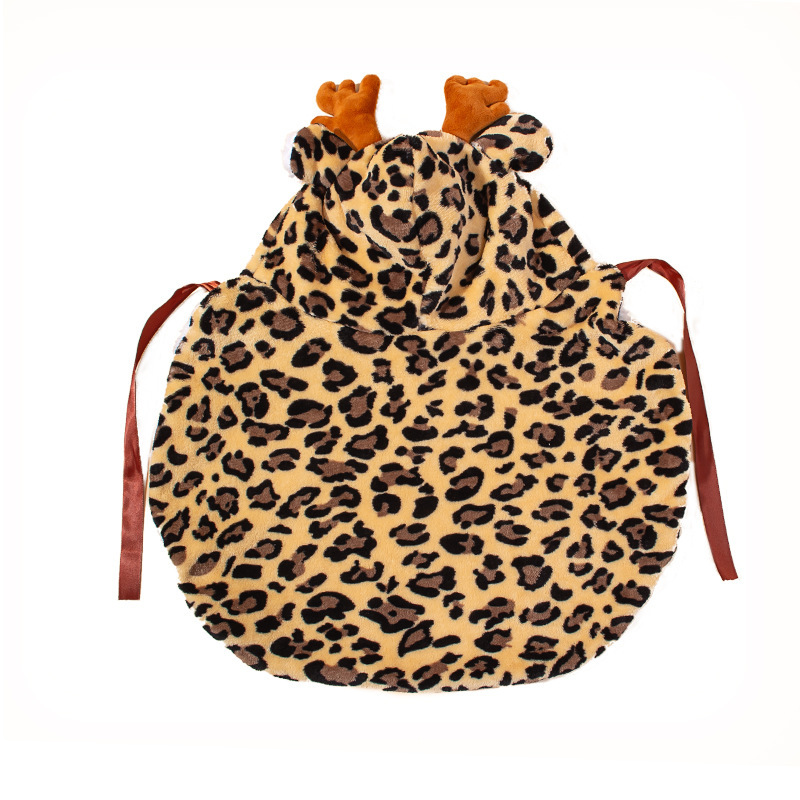 犬服 豹柄フード付きもこもこボアアウター