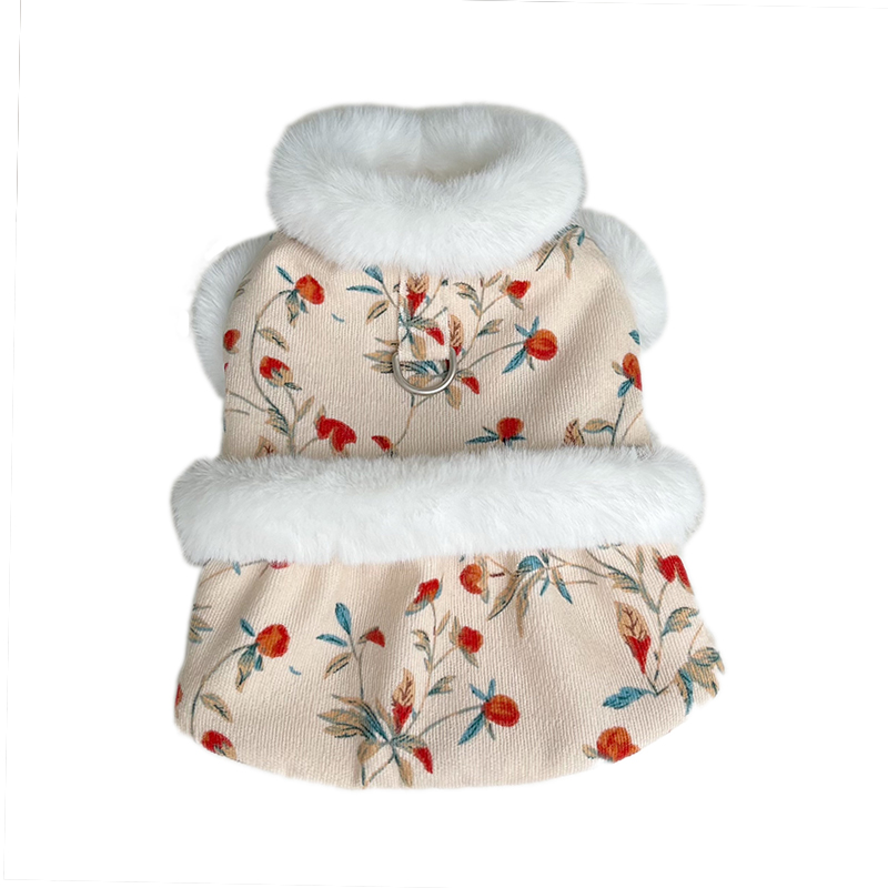 小花刺繍の上品ベスト風犬服