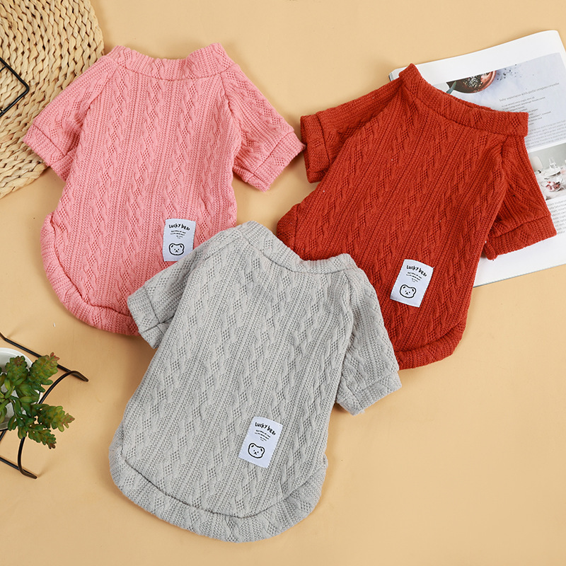 犬服 ケーブル編み模様のタートルネック犬用セーター