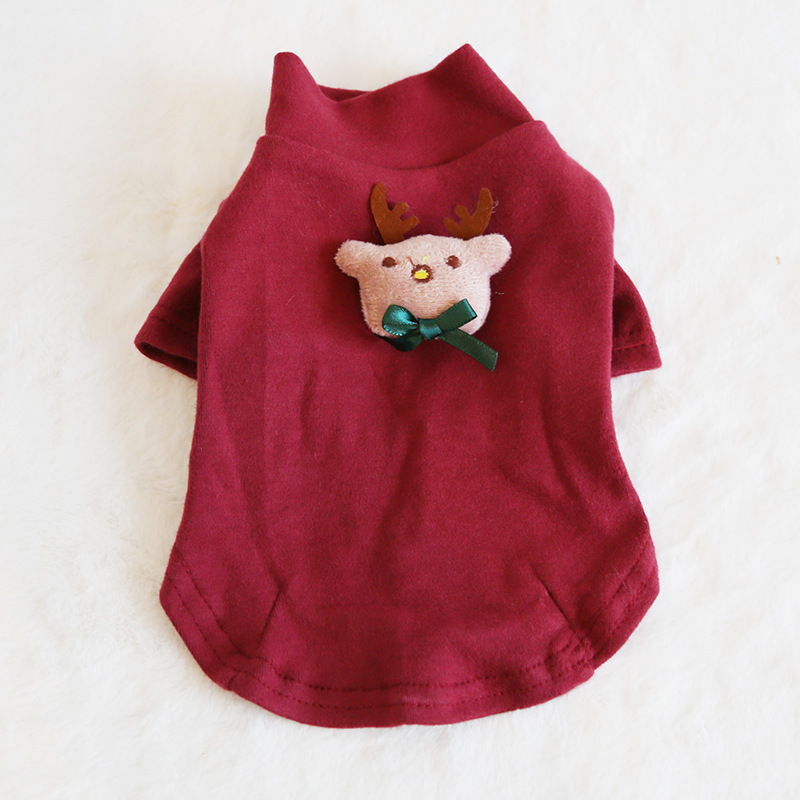 犬服 聖夜のブーツ刺繍もこもこ長袖犬服