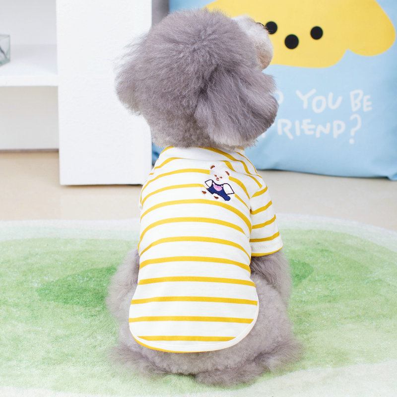 犬服 くまさん刺繍ボーダーシャツ