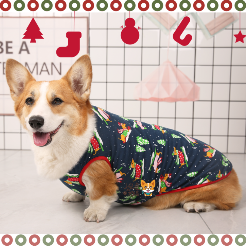 犬服  コーギー用クリスマス柄ベスト