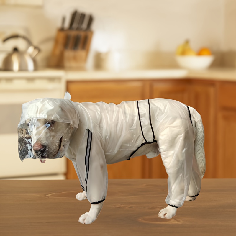 犬服 全身しっかり守る四足付きフード一体型犬用合羽