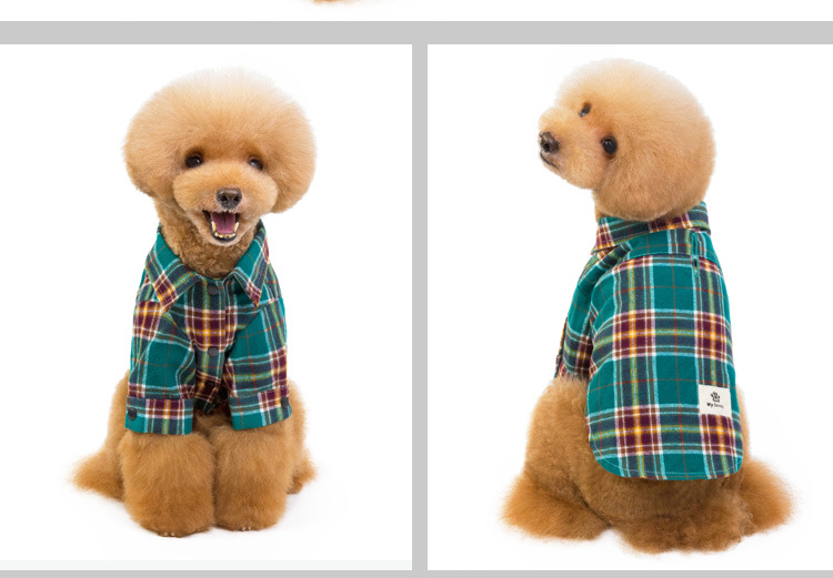 犬服 チェック柄が可愛い綿素材の犬用Tシャツ