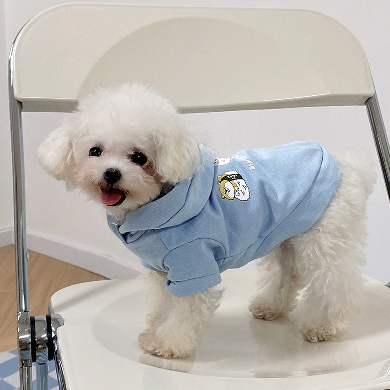 犬服 可愛い犬柄刺繍入りフード付きパーカー